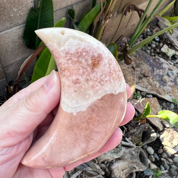 Pink Amethyst Druzy Small Moon - Picture 3 of 10
